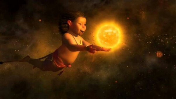 छोटे भगवान हनुमान और सूर्य देवता